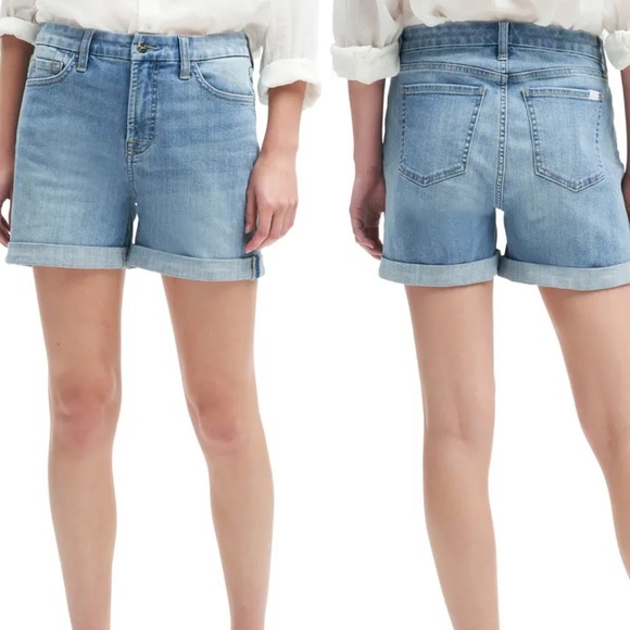Jen 7 by 7 For All Mankind High Waist Roll Cuff Denim Shorts - Picture 1 of 12